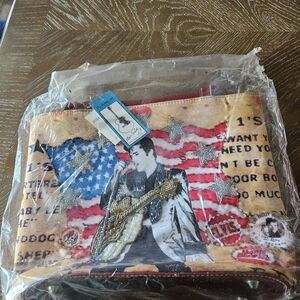 Womens Elvis Canvas Zip Hand Bag - Multi-Color
